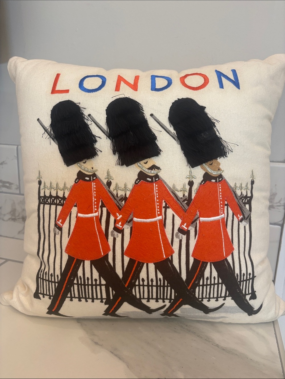 Rifle Paper Co. “London Guards” Cream Throw Pillow